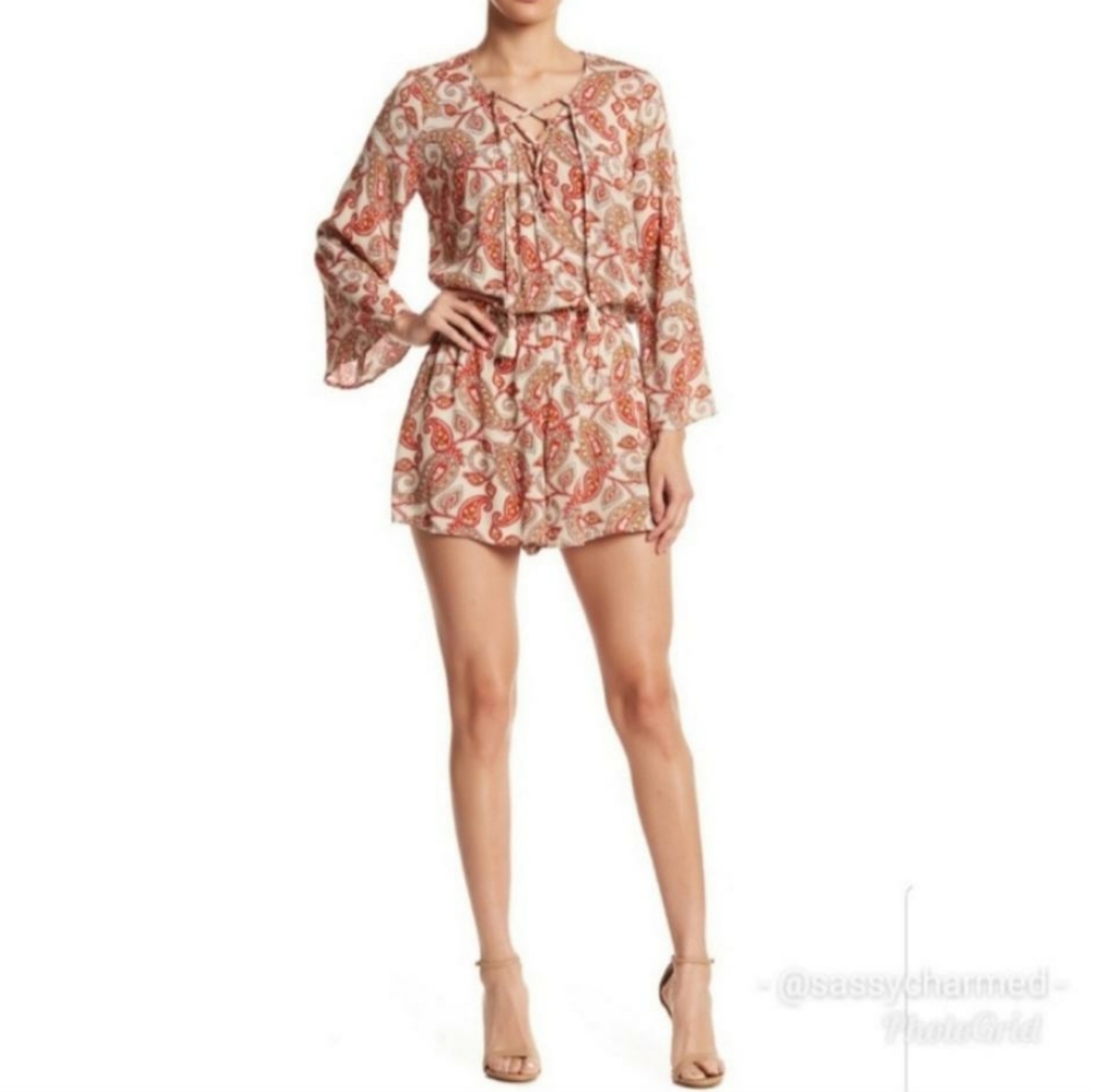 Show Me Your Mumu Paisley Bell Sleeve Summer Romper In Size X-Small